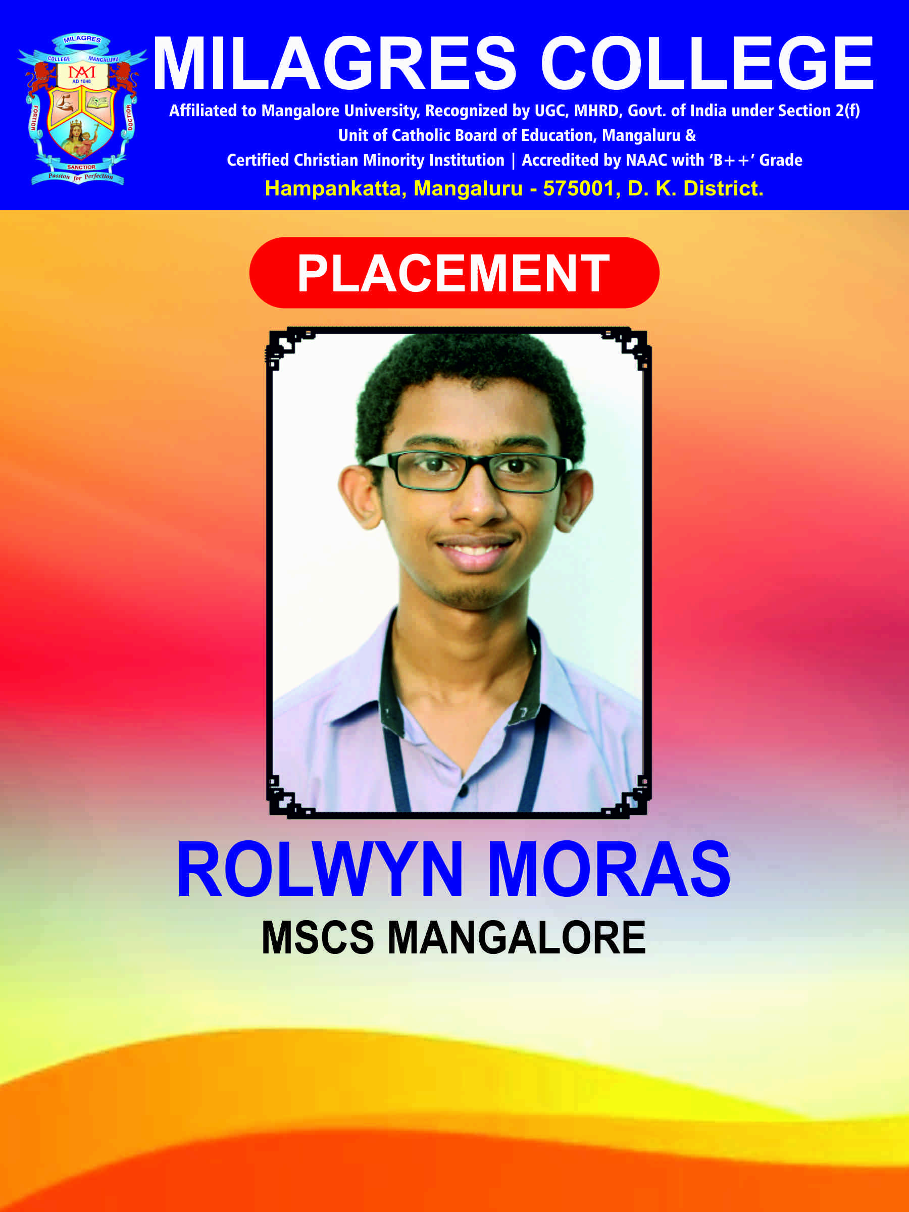 Successfully placed student